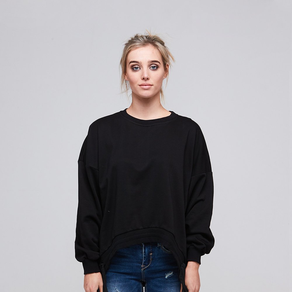 plain black women's sweatshirt